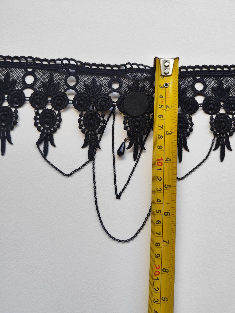 3/$25💙Victorian Black Lace Choker with Gem and Chain Trim - Picture 5 of 6